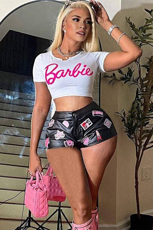 BLACK faux leather mini shorts for wholesale on Faire0