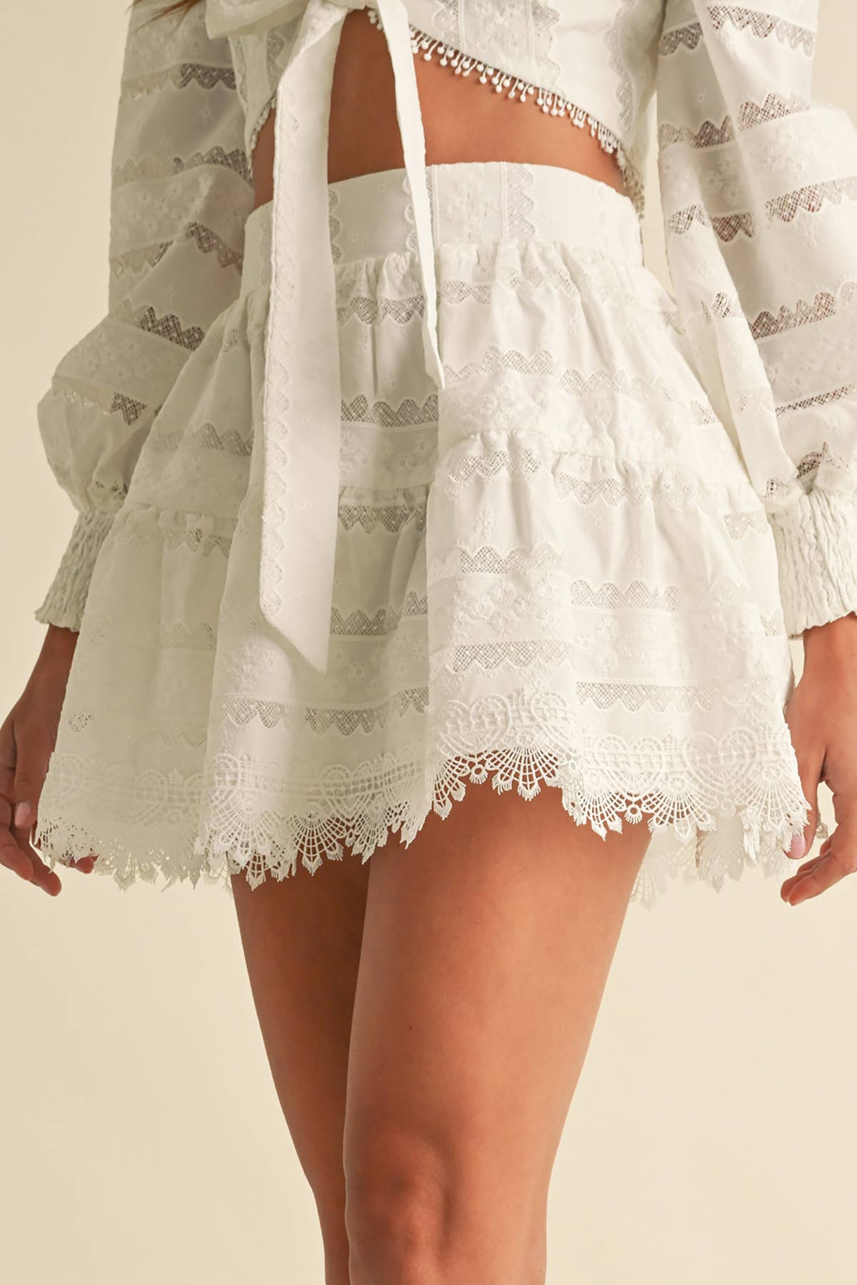 White Lace Cotton MIni Skirt for wholesale on Faire7