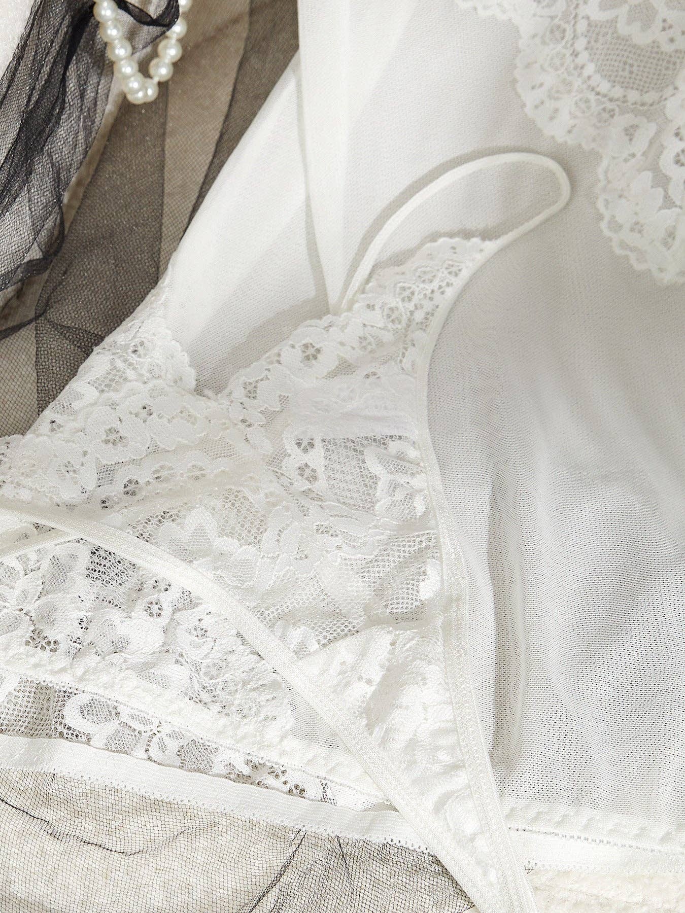 Sweetkama – wholesale Chemise - Dam – Perspektiv spetsskjorta med ihålig mesh HF-41665