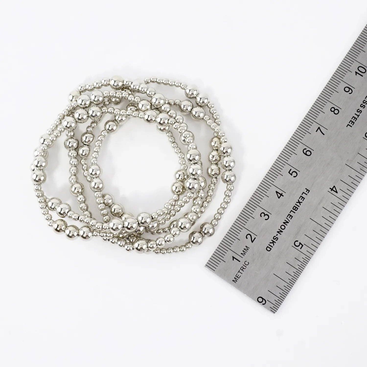 Wild Honey - Wholesale Jewelry Set - 5PC Station Metallic Beads Stretch Bracelets Set7