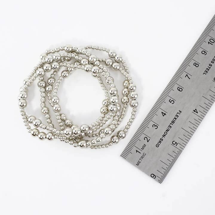 Wild Honey - Wholesale Jewelry Set - 5PC Station Metallic Beads Stretch Bracelets Set7