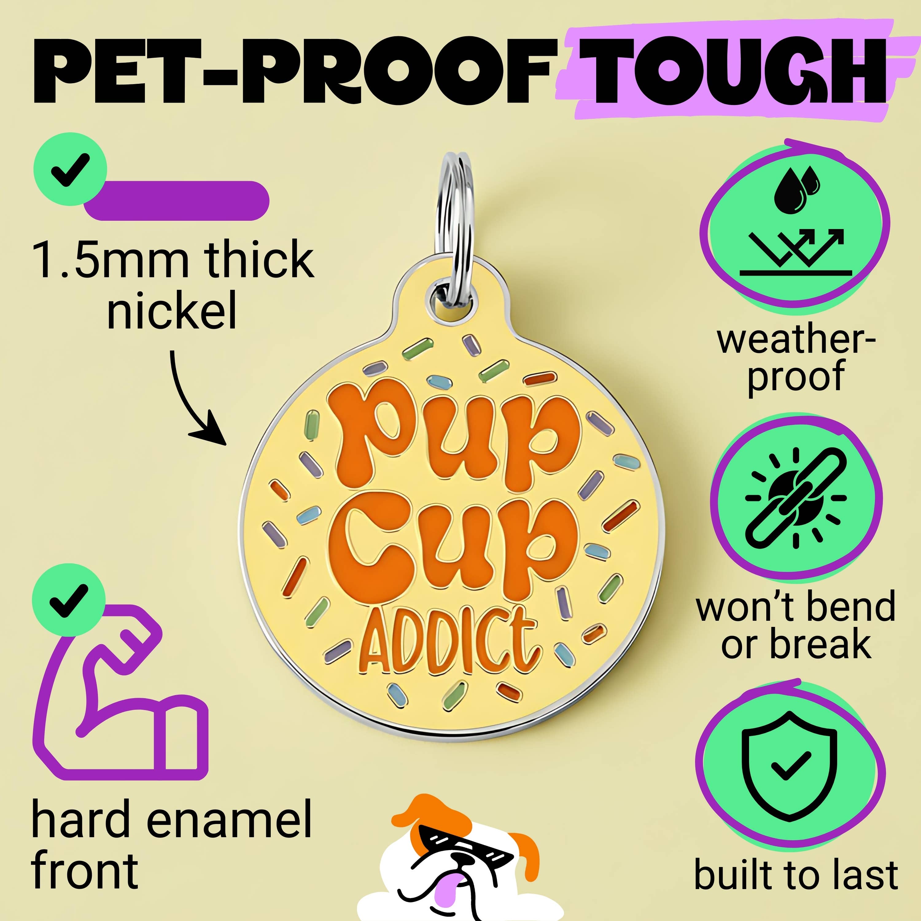 Bad Tags - Wholesale Pet Identification Tag - Dog - Enamel Dog Tag with Scannable Pet ID - Pup Cup Addict3