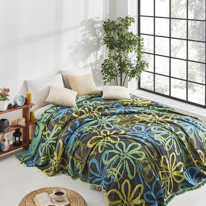 Kikoya - Wholesale Bedding Blanket - Flower Bedspread Muslin Blankets Cotton Bedding Cover Floral