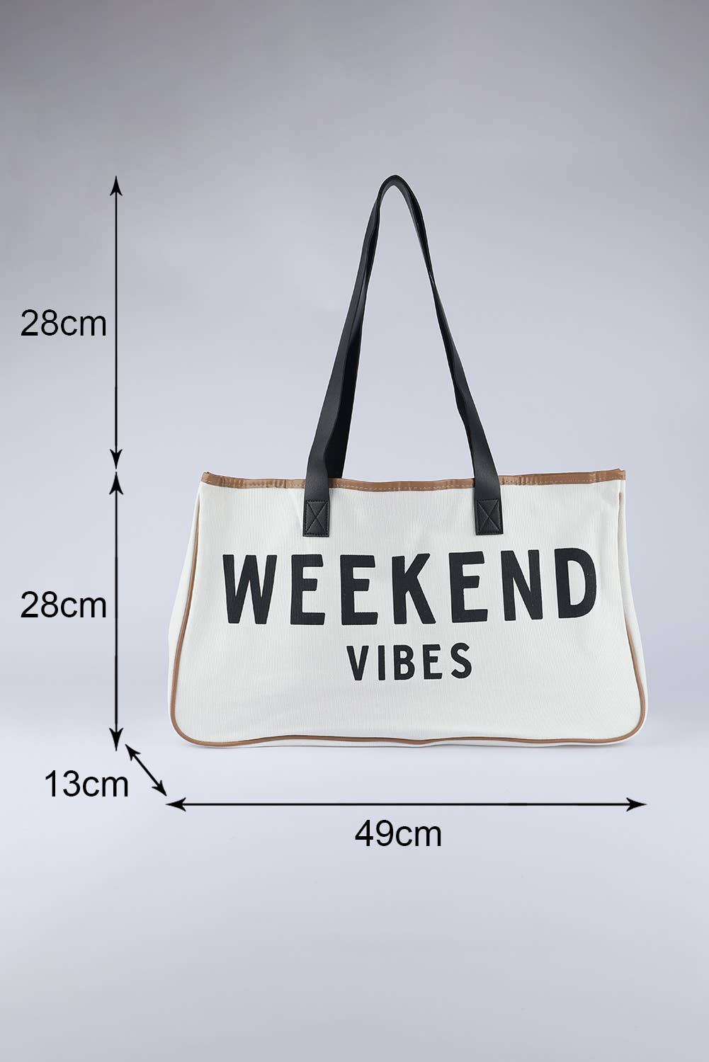 As shown WEEKEND VIBES Canvas Tote for wholesale on Faire4