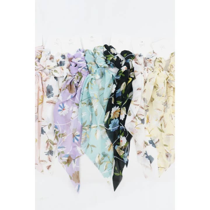 MÉLANGER LA COULEUR Chouchou fleuri en queue de cheval à longue queue en vente sur Faire3