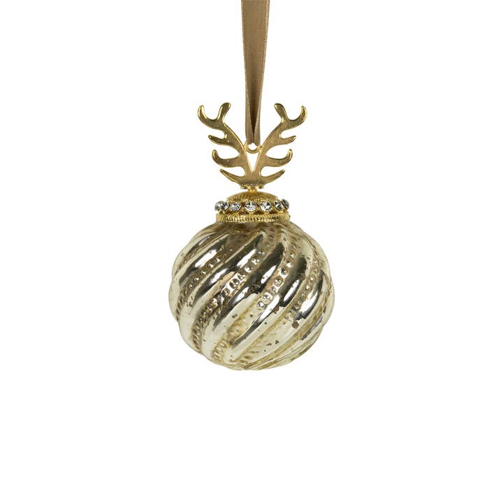 decorative ball antler gold 8cm for wholesale by Mars & More - Brand of B Living