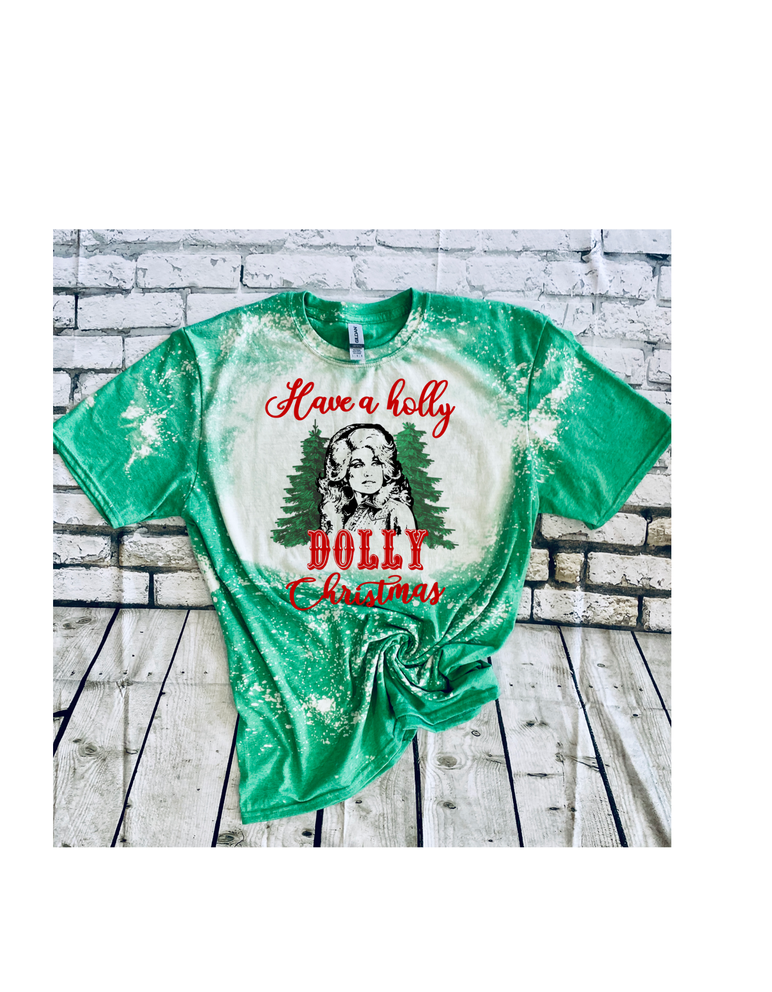 4 little hearts - Wholesale Screen Printed T-Shirt - Women's - Holly dolly christmas bleached tee0