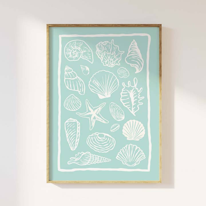 Snäckskal Aqua-tryck för wholesale av April Lane Art