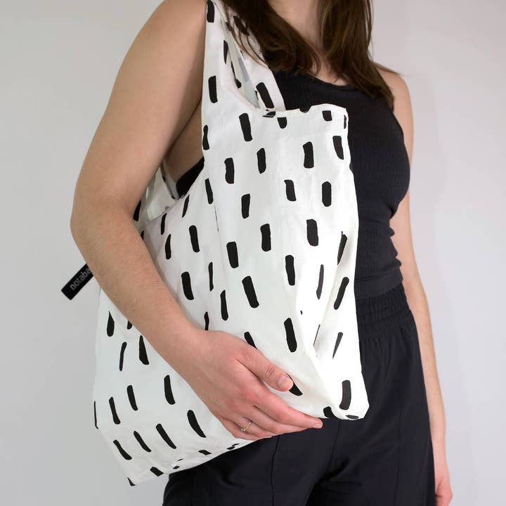Notabag - Wholesale Grocery/Shopping Bag - Tote Black Brush – Pattern White Bag Foldable Tote Gift4