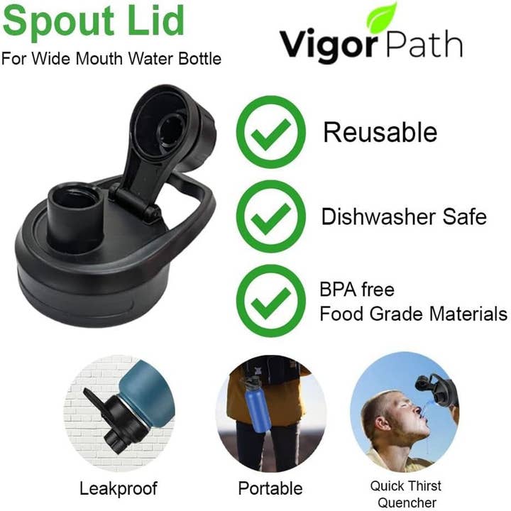 Vigor Path - Wholesale Water bottle - Spout Lids for Hydro Flask Wide Mouth Bottles (12oz-64oz) - BPA-Free Sports Cap Top Replacement Fits Most Wide Mouth Sports Water Bottles - (Set of 2)2