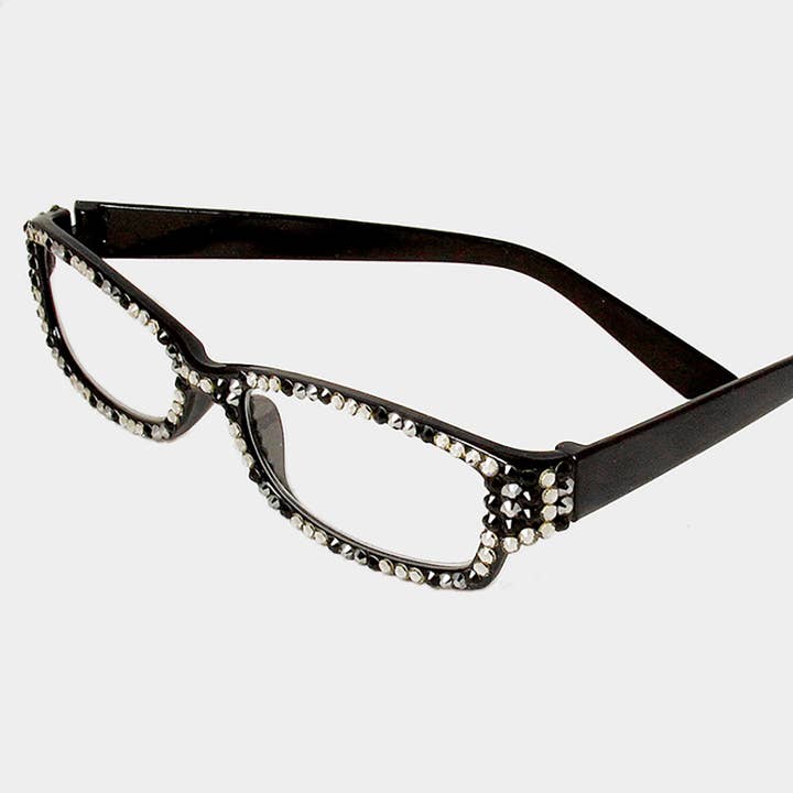 Leopard Crystal Pave Rectangular Reading Glasses for wholesale by Sensibling Corp.