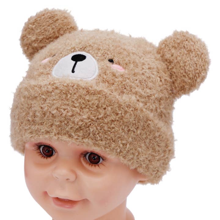 Cap Zone - Wholesale Beanie - Kids - Little Kids Teddy Bear Terry Fleece Beanie