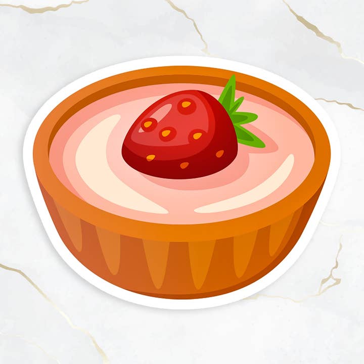 Strawberry Dessert Sticker 3x2.4 inch, Die cut Sticker, Sticker Flake, Food Sticker, Laptop Sticker, Planner Sticker, Food Sticker, Pastry for wholesale by Art Tales Studio