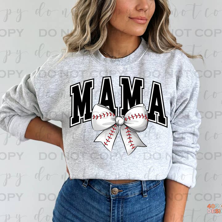 Baseball Mama Bow DTF Transfer for wholesale by 403 Designs