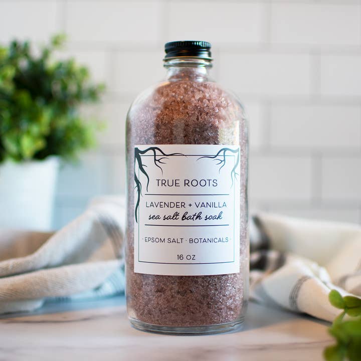 Lavender + Vanilla Bath Soak for wholesale by True Roots Collaborative