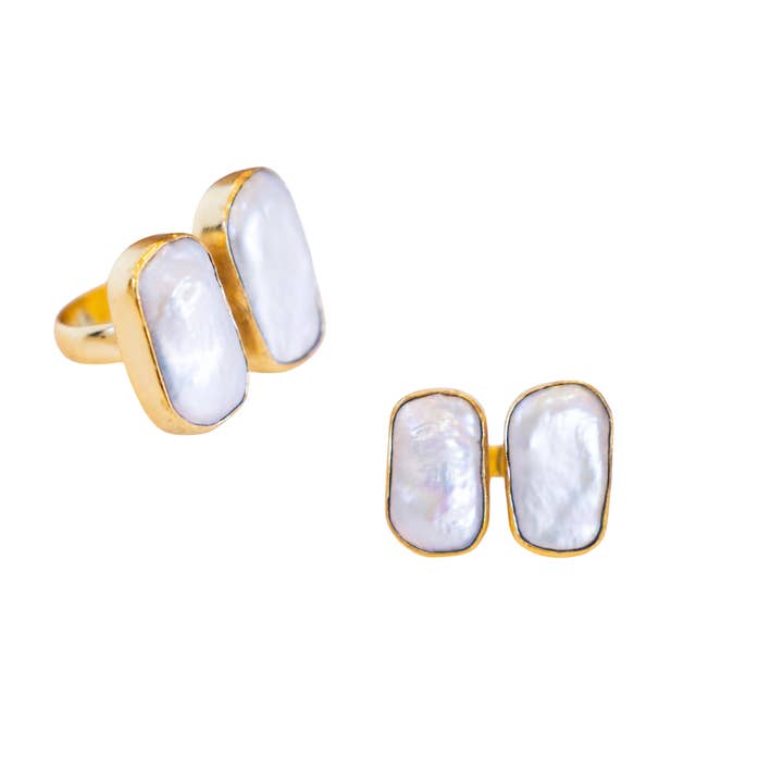 Double Large Ring (Pearl) for wholesale by Gemajesty Jewellery