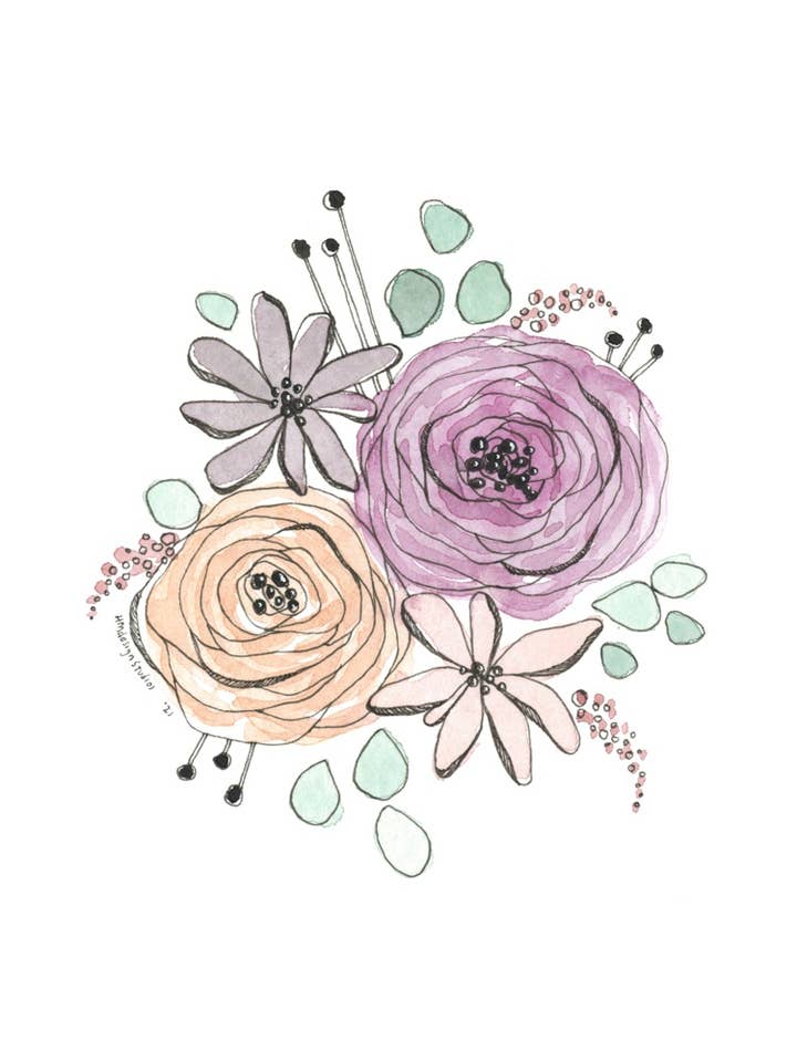 Carte de vœux Merci, Floral #4 pour la vente par HMdesignStudios