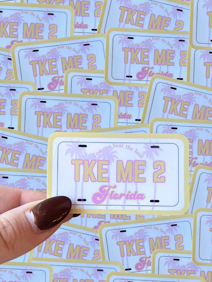 TKE ME 2 FLORIDA license plate sticker|tay inspired|3 colors for wholesale by Typo Lettering Co