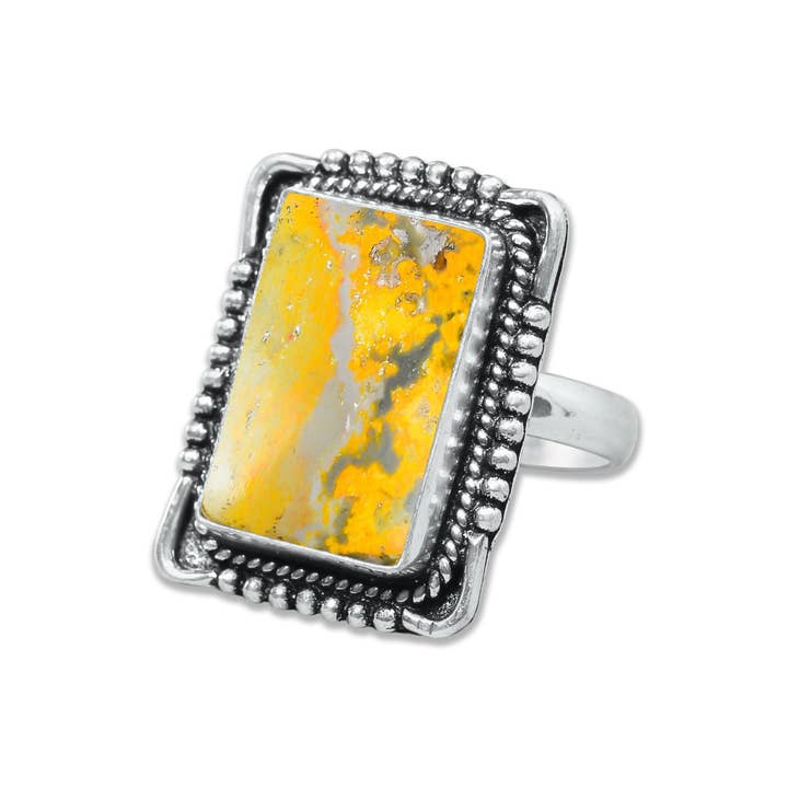 Handmade Jewels - Wholesale Cocktail/Statement Ring - Bumblebee Jasper Rings – Handmade, Silver-Plated, Designer (Made to Order)21