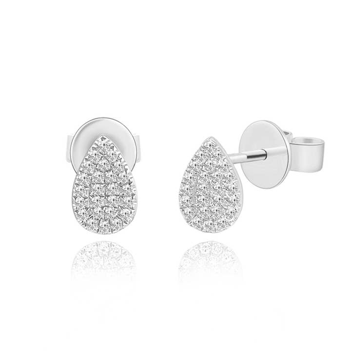 Drops earrings with diamonds, 18K white gold for wholesale by Leaf Jewelry