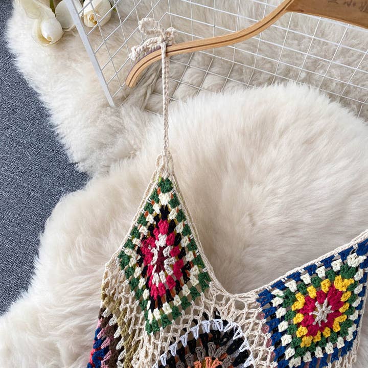 HIDDENBRAND - Wholesale Dress - Women's - Western cowgirl Boho Crochet lace long tassel strappy dress4