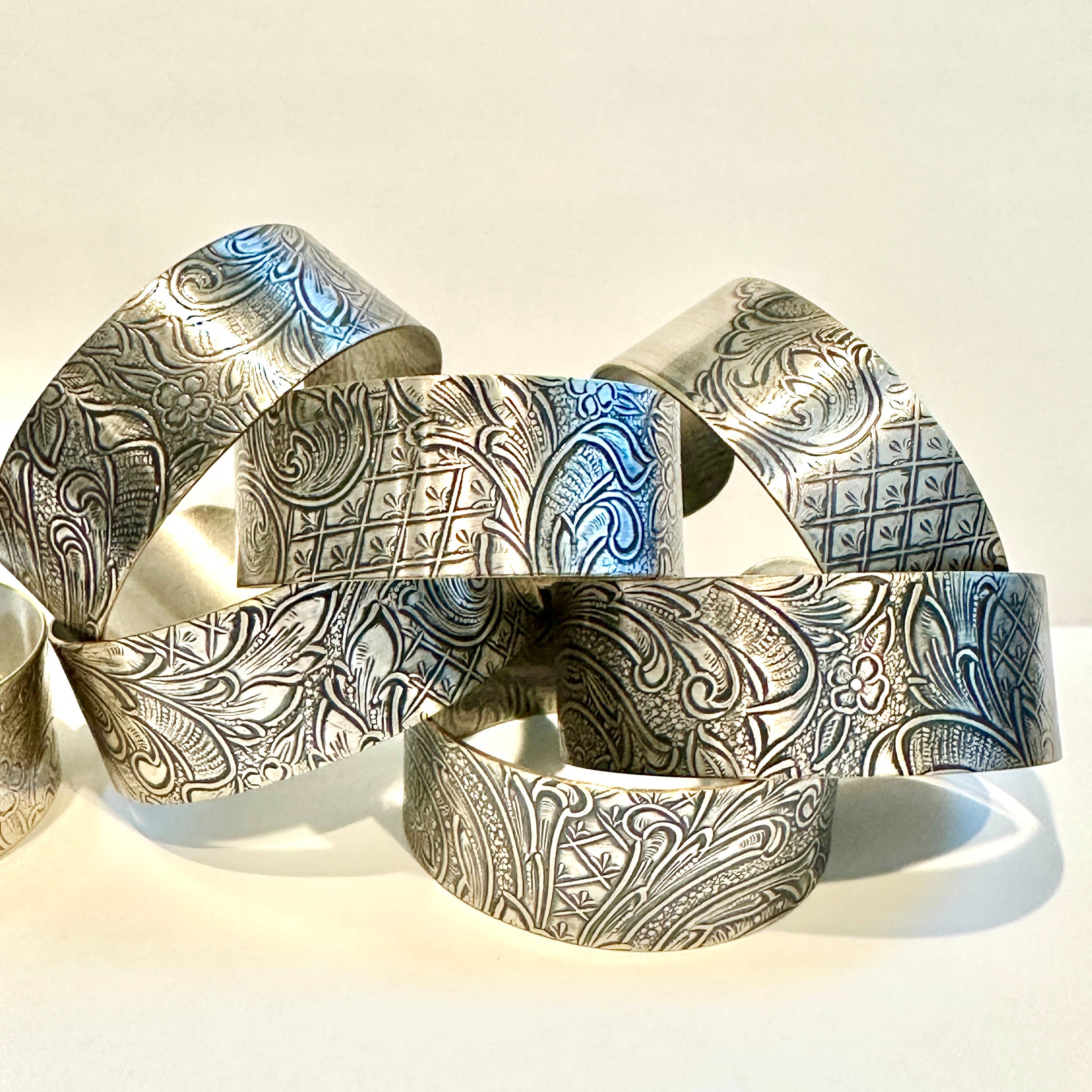 TTE Designs - Wholesale Cuff Bracelet - Repurposed Silver Plated Platter Cuff Bracelet4