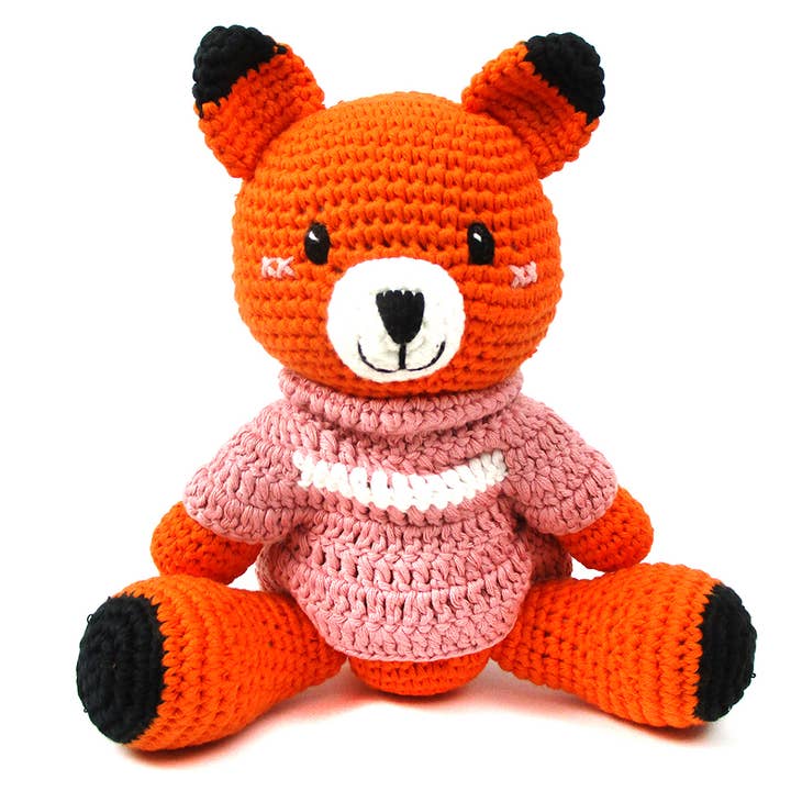 Hand Crochet Stuff Toy, Lively Foxxie the Orange Fox for wholesale by Paul and Lucy
