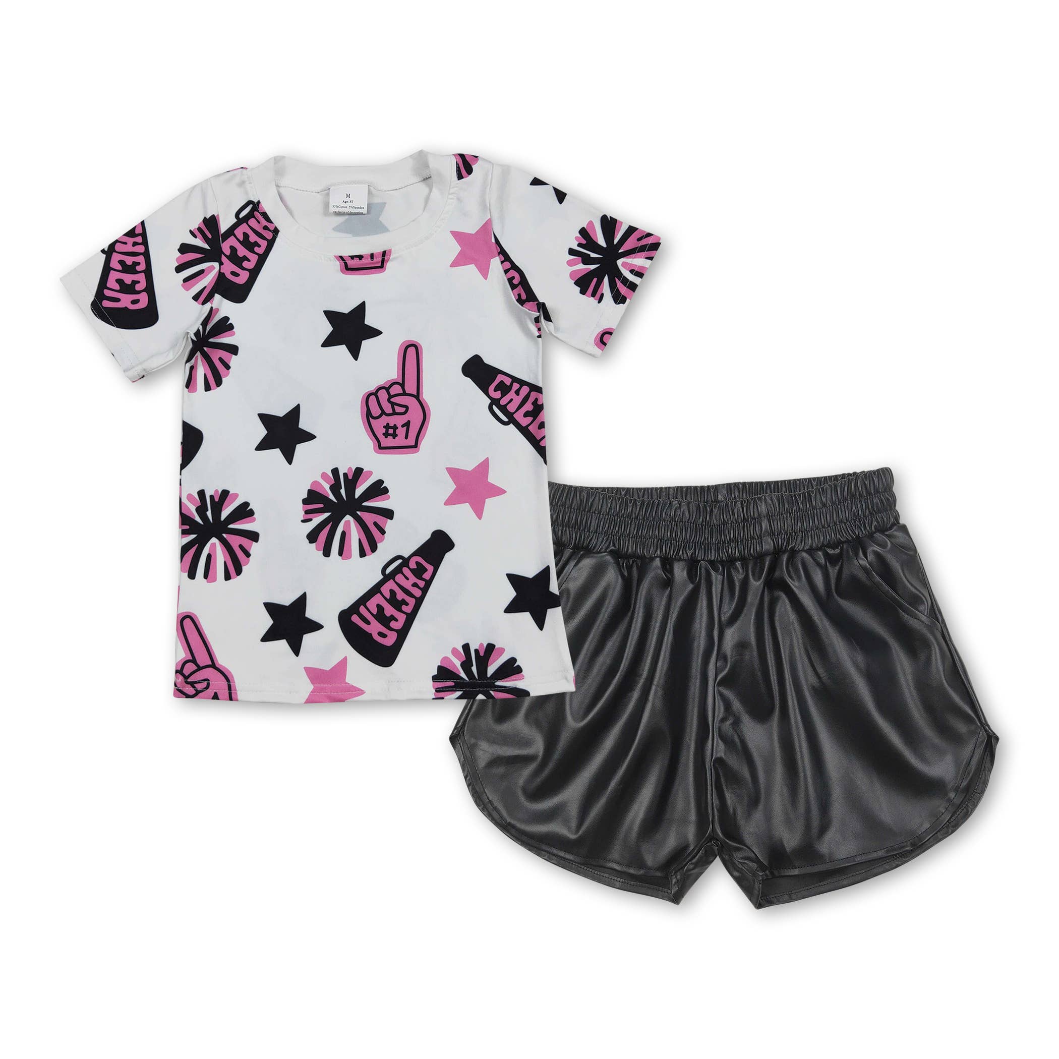 Yawoo Garments - Wholesale Top & Skirt Set - Kids - Short sleeves stars cheer top gold skirt girls clothes9