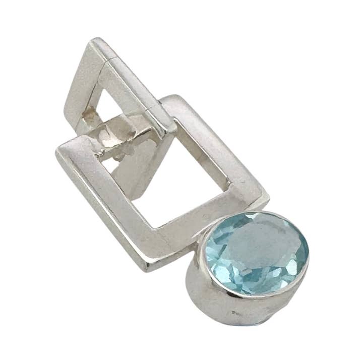 STERLING SILVER BLUE SQUARE LIGHT PENDANT for wholesale by Balaam Design
