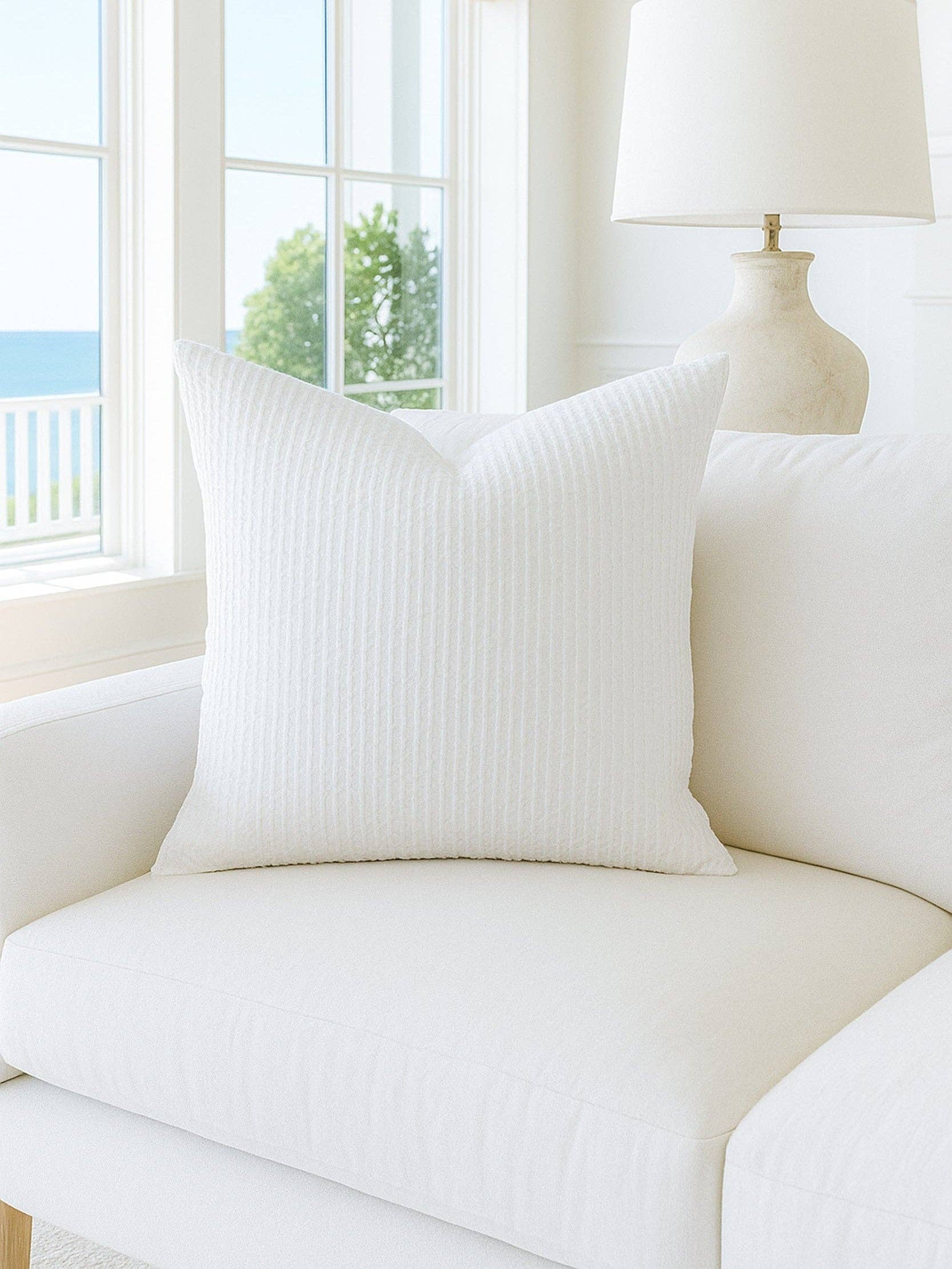 Anaya Home - Wholesale Throw/Decorative Pillow - Cool Cotton White Waffle Weave Pillows2