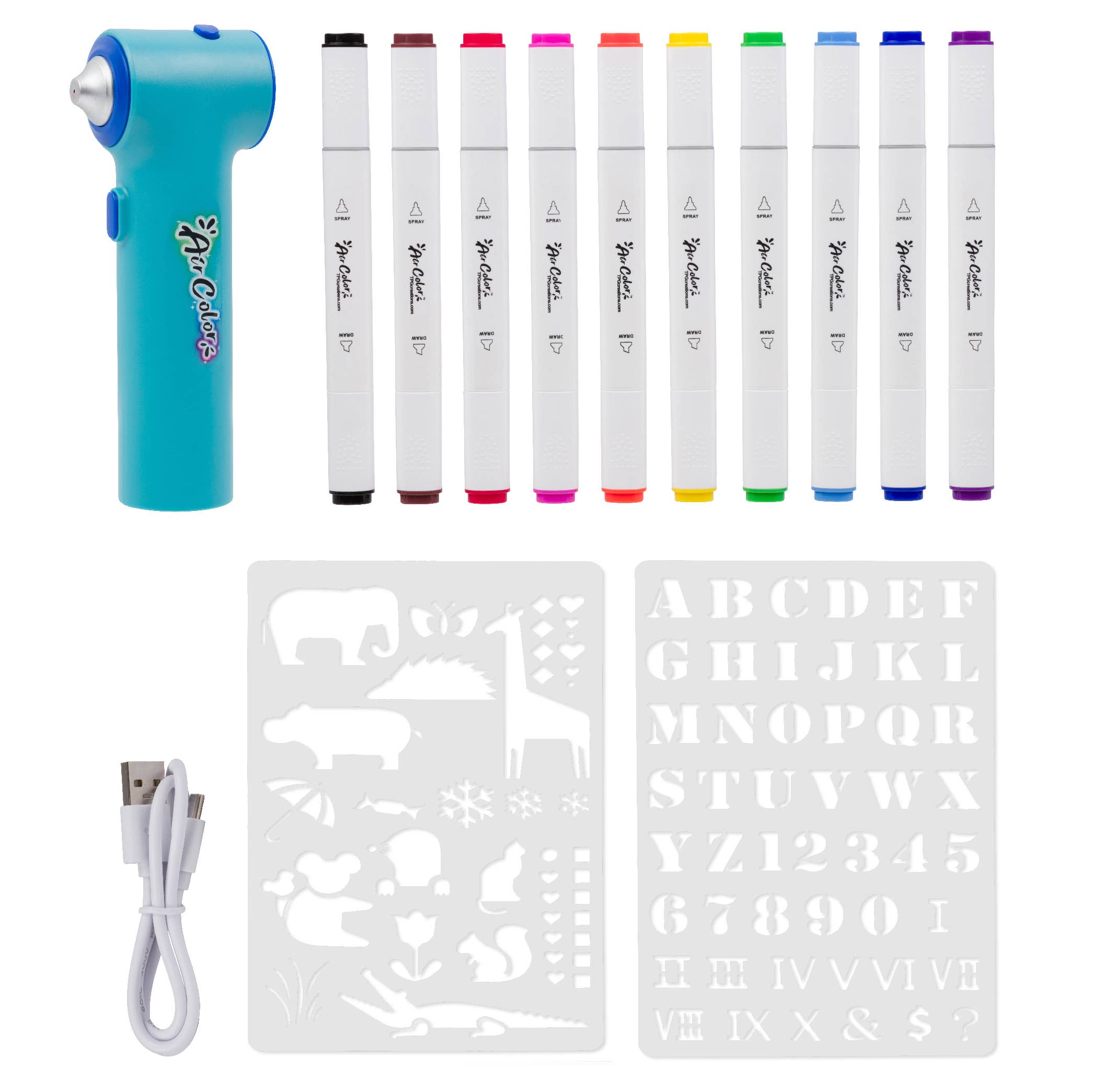 TPG Creations / The Pencil Grip - Wholesale Art Set - Kids & Baby - Aircolor Airbrush Kit (includes Markers & Stencils) TPG-4901