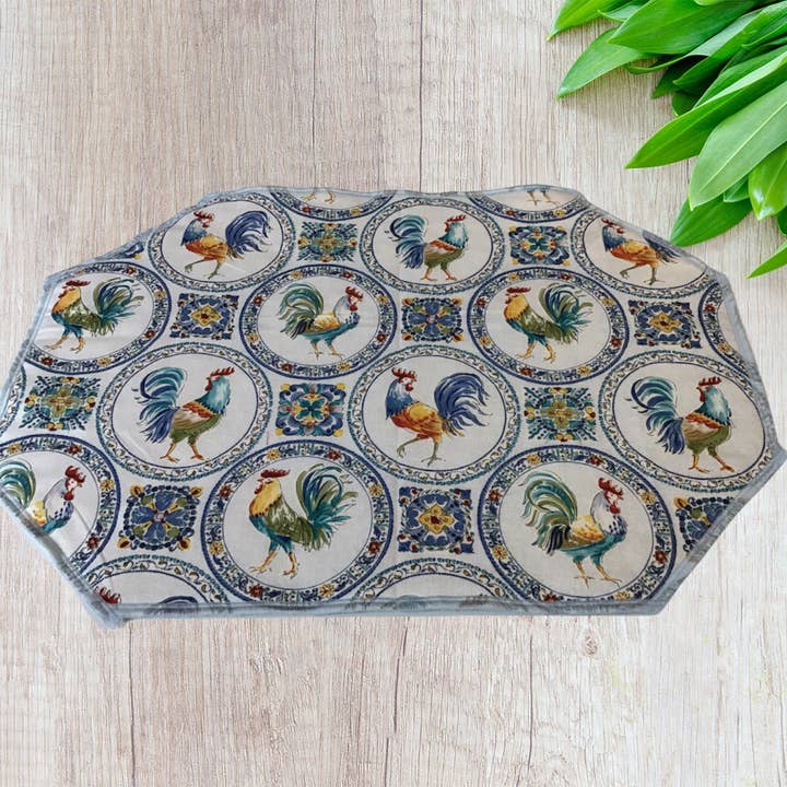 Blue Tailed Rooster Placemat Sets for wholesale by Placemats and More
