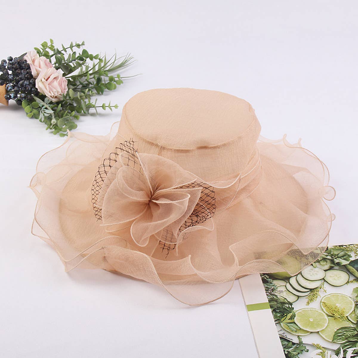 ACCITY - Wholesale Straw Hat - Women's - WOMEN NEW BEACH COVER FLOWER MESH HAT_CWAH12071