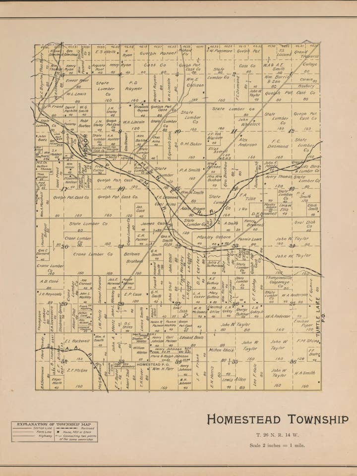 Homestead van Atlas, Benzie Co., Michigan 1901 voor wholesale door Relic Map Co.