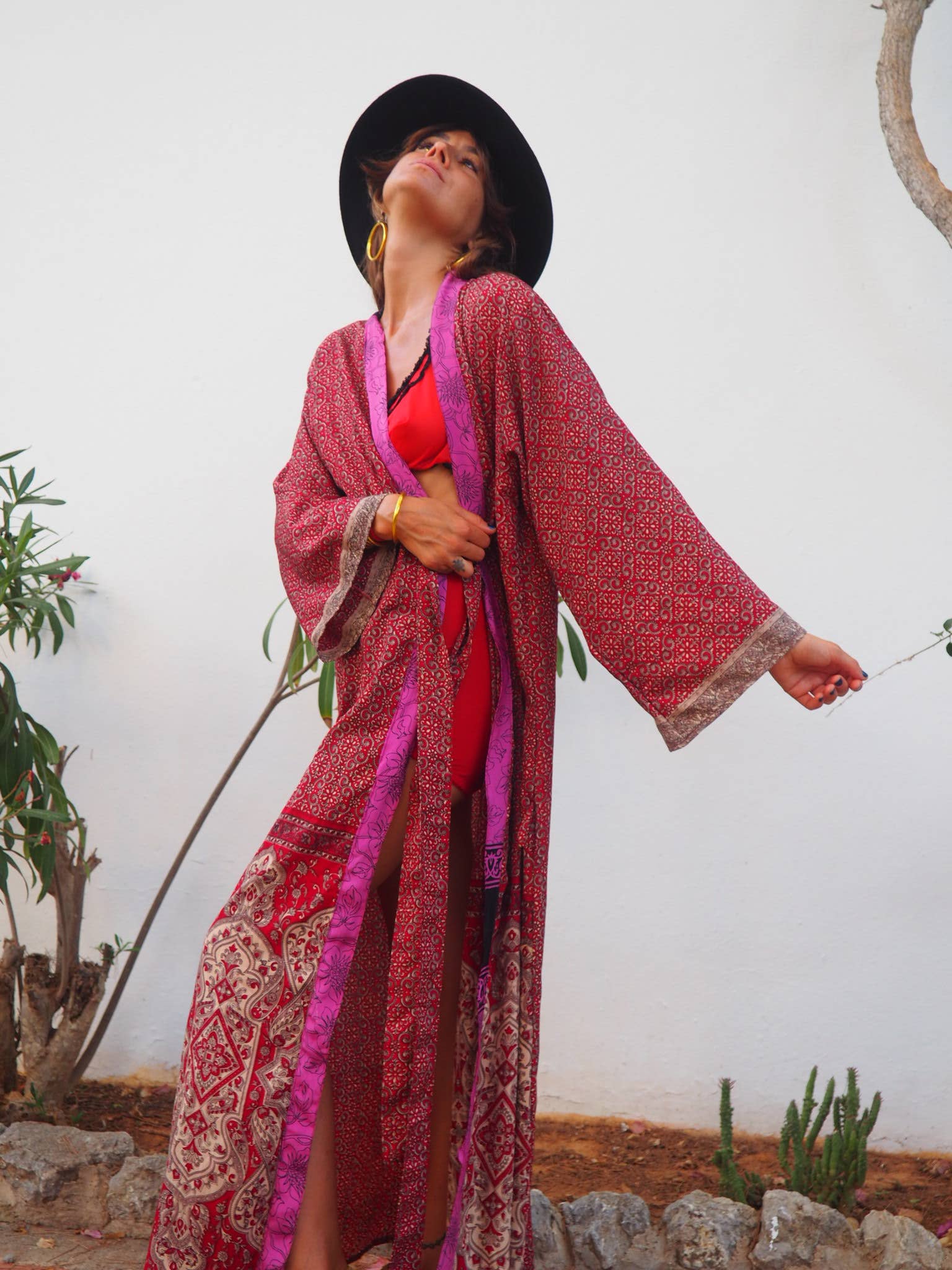 Vagabond Ibiza - Wholesale Kimono - Women's - The Kardash Kimono Long – Up-cycled Vintage Sari Kimono 35