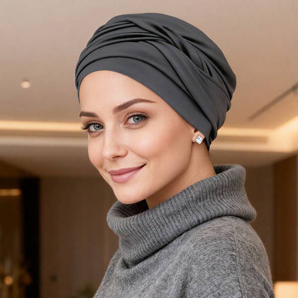 Turban Plus - Vente Turban – femme - Turban Twisty Buttery gris ardoise doux