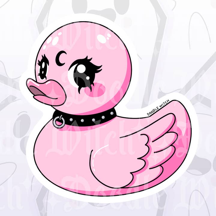 Pastel Goth duck, Funny Duck Bird Sticker, Alt Goth Duck for wholesale by DoodleWitch