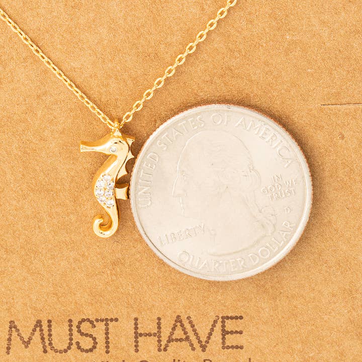 Fame Accessories - Wholesale Pendant/Charm Necklace - Mini Sea Horse Pendant Necklace