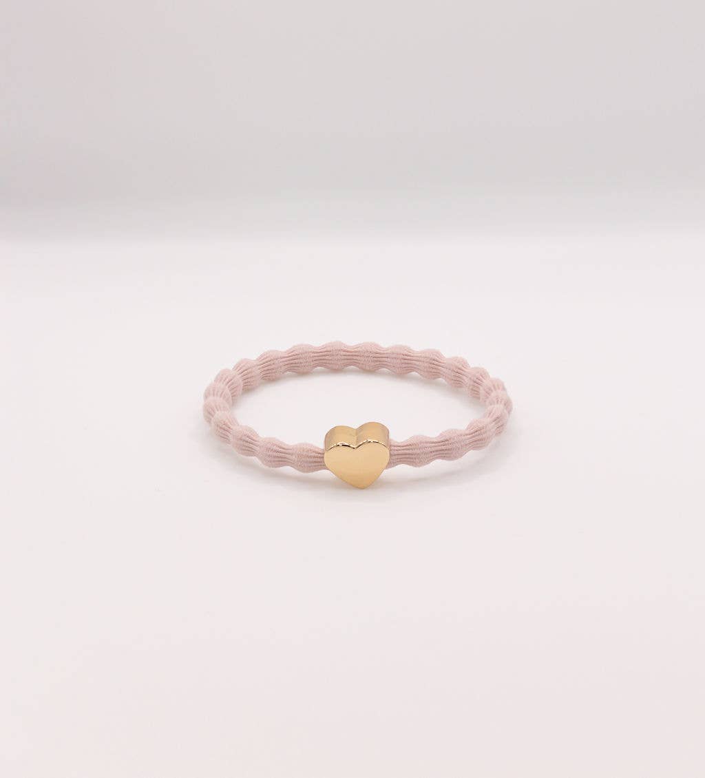 Last True Angel - Wholesale Hair Tie - Wave Hair Tie with Gold Heart Charm (Various Colours)3