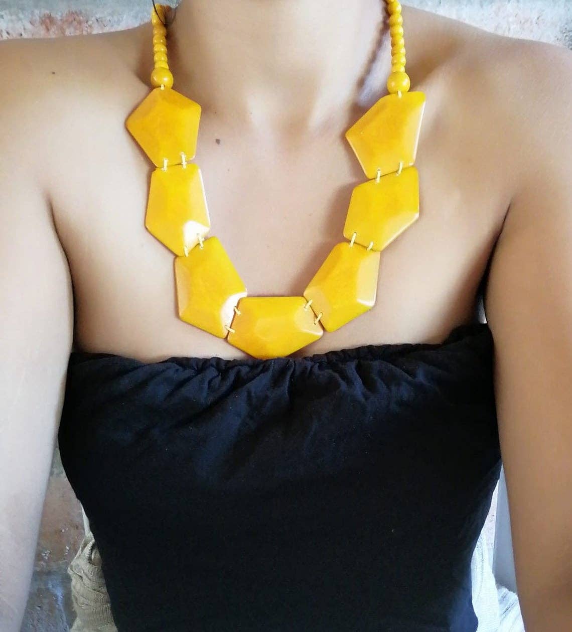 Organic jewelry by Allie - Wholesale Jewelry Set - Pentagons tagua nut diamonds geometric necklace 2pc set5