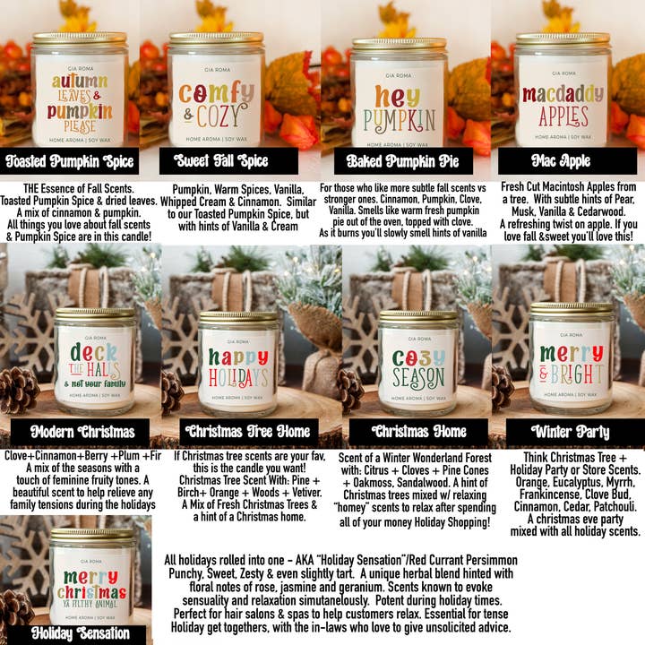 Gia Roma - Vendita all'ingrosso Candela in vasetto - Candela decorativa natalizia, regalo natalizio, candele di soia profumate, carine2