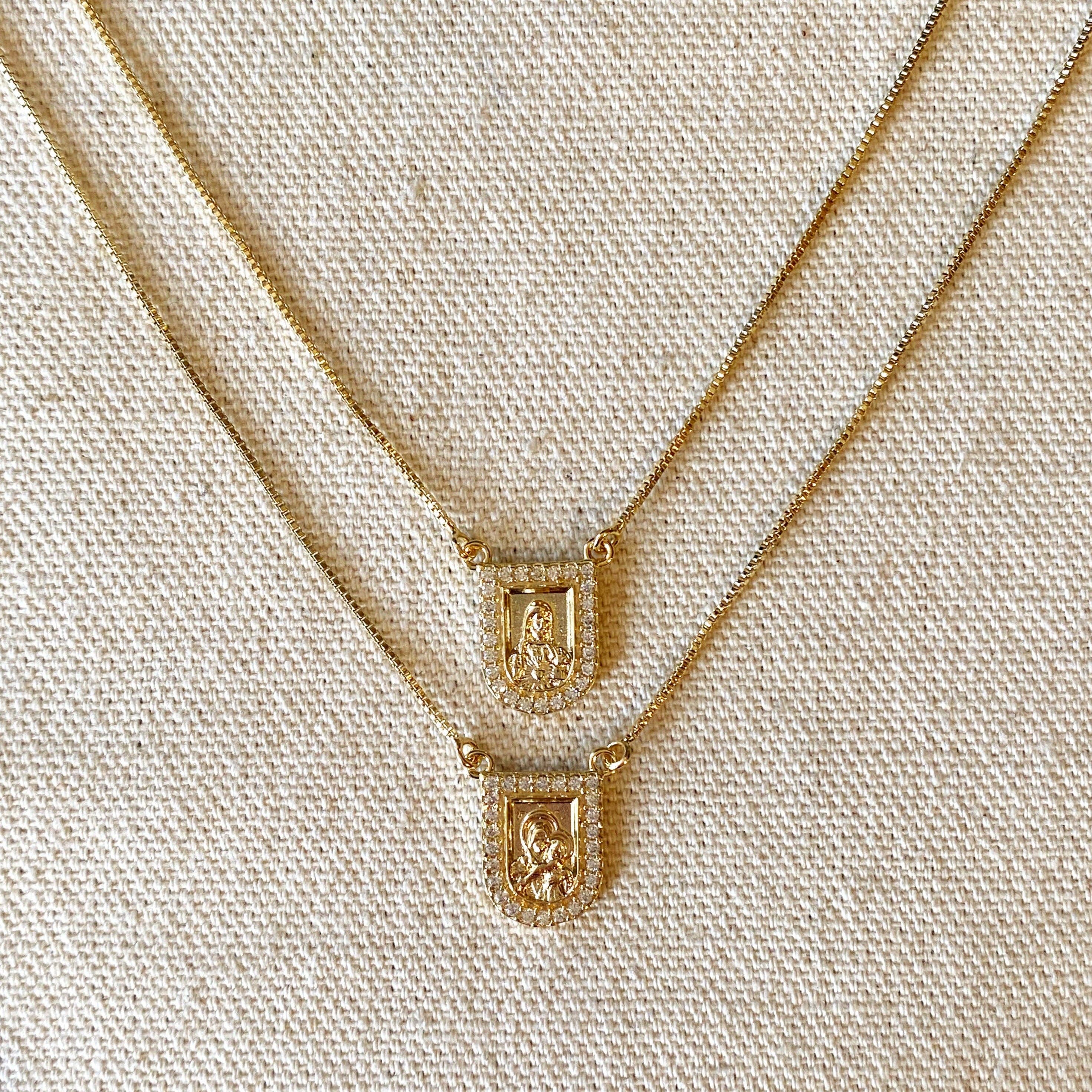 GoldFi - Venta al por mayor Collares con colgantes/abalorios - Collar escapulario de moda en oro relleno de 18k0