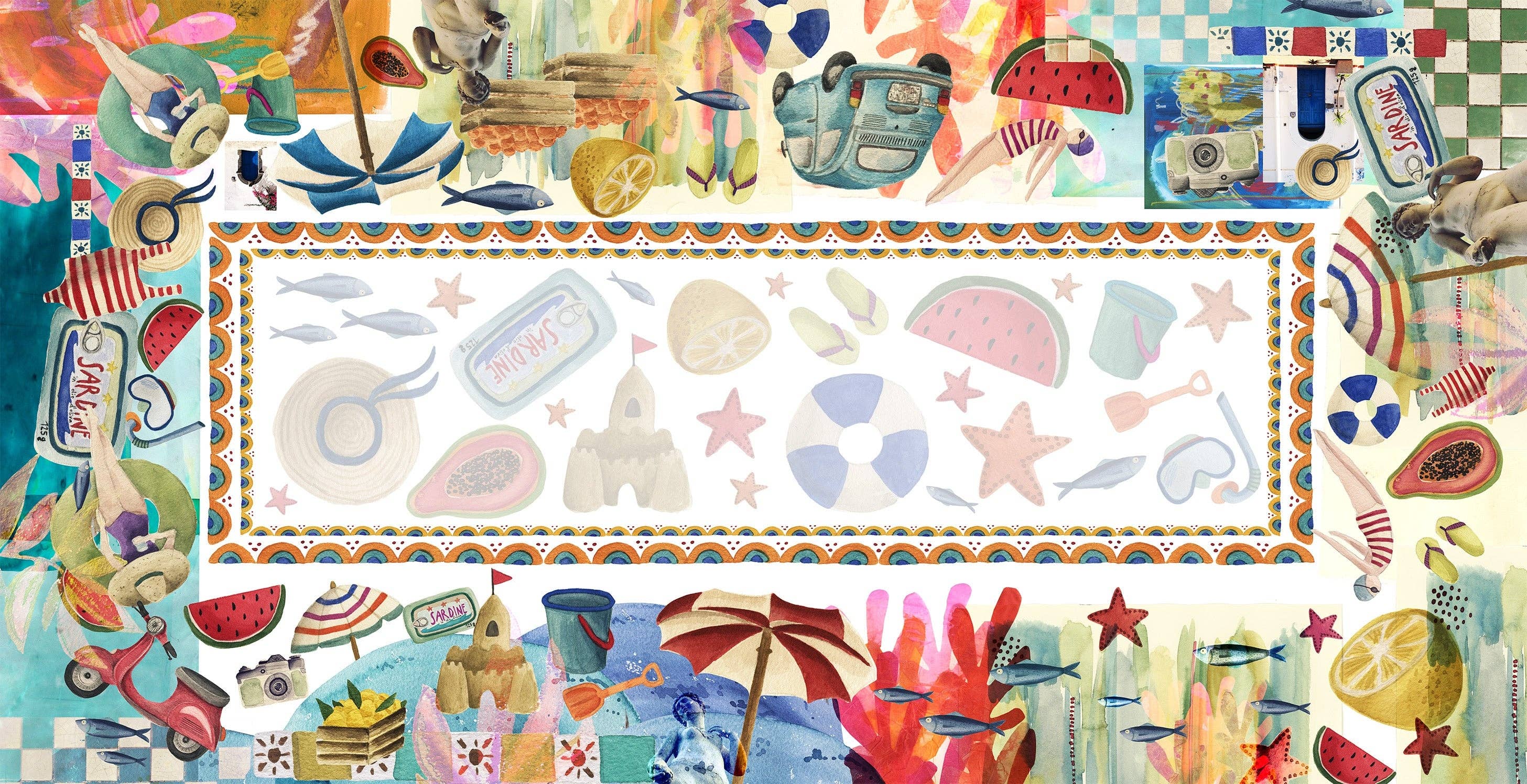 The Napking - Wholesale Tablecloth - Satin Tablecloth "Collage" 100% Made in Italy2