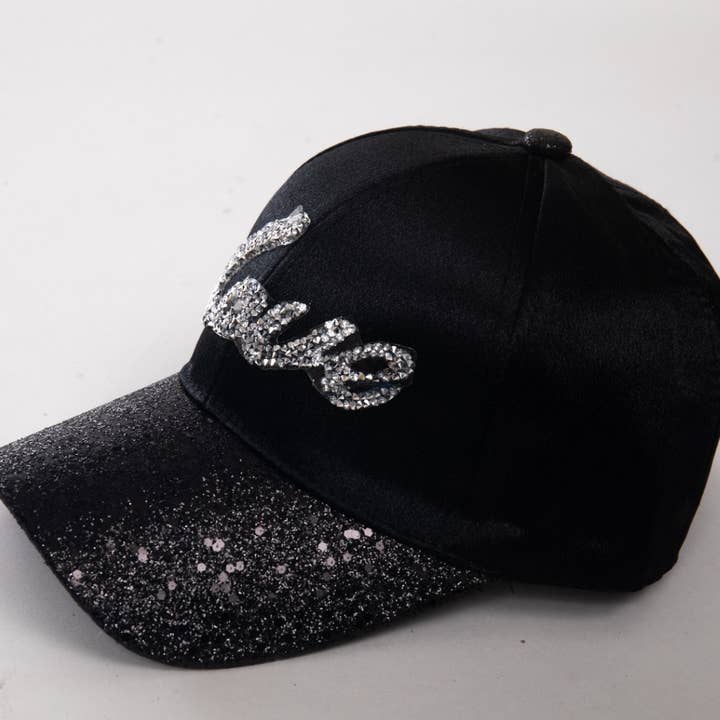 VIA FIORE Love Rhinestone Satin Baseball Cap for wholesale by VIA FIORE