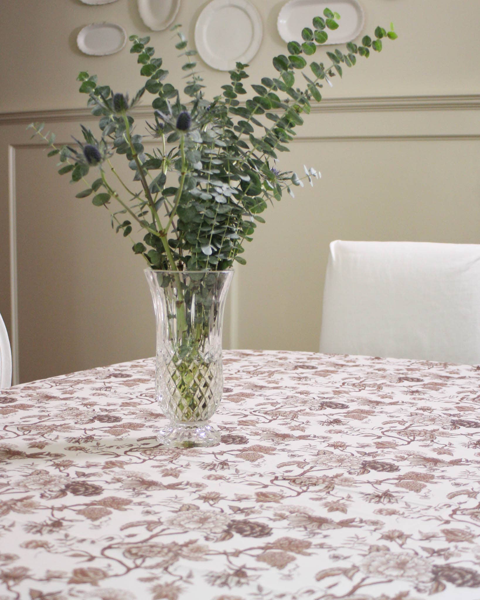 Castaño Mantel de algodón marrón castaño con estampado floral para decoración de mesa de otoño de venta al por mayor en Faire3