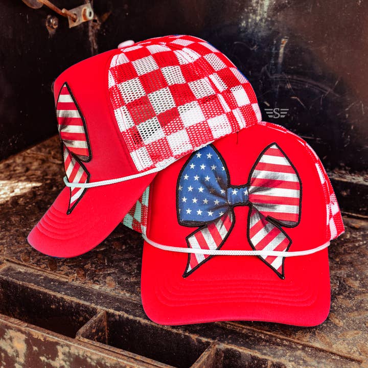 Flying S Company - Wholesale Trucker Hat - Women's - Bow Flag Printed Mesh Trucker Cap
