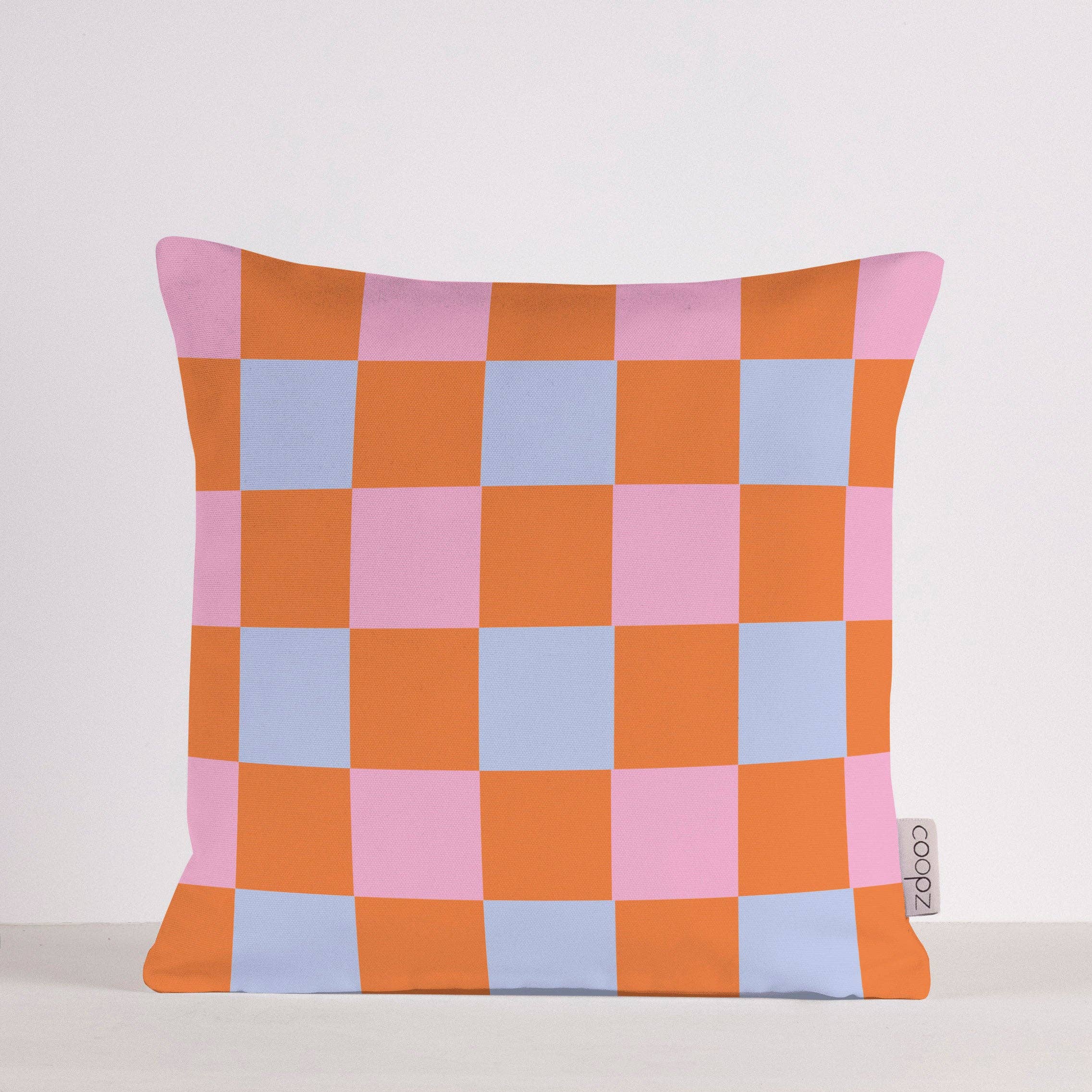 coopz - Venta al por mayor Funda de cojín - Funda de cojín Check Rosa/Naranja/Azul Claro0