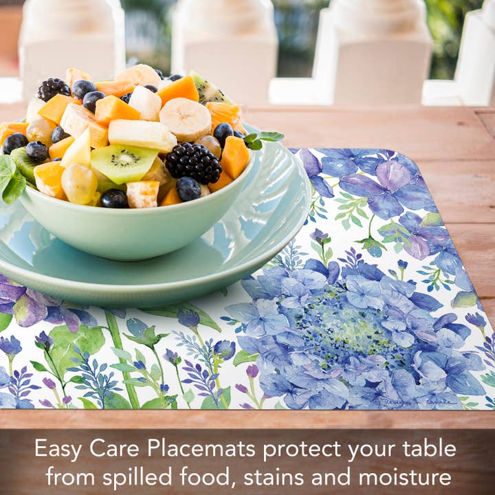 CounterArt/Highland Home/Thirstystone/CoasterStone - Wholesale Placemat - Beautiful Hydrangea Reversible Rectangular Plastic Placemat