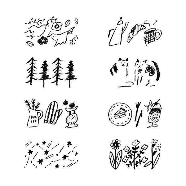 「FUNJI」In Japan - Wholesale Rubber/Decorative Stamp - MIDORI Paintable Rotating Stamp Forestry Life2