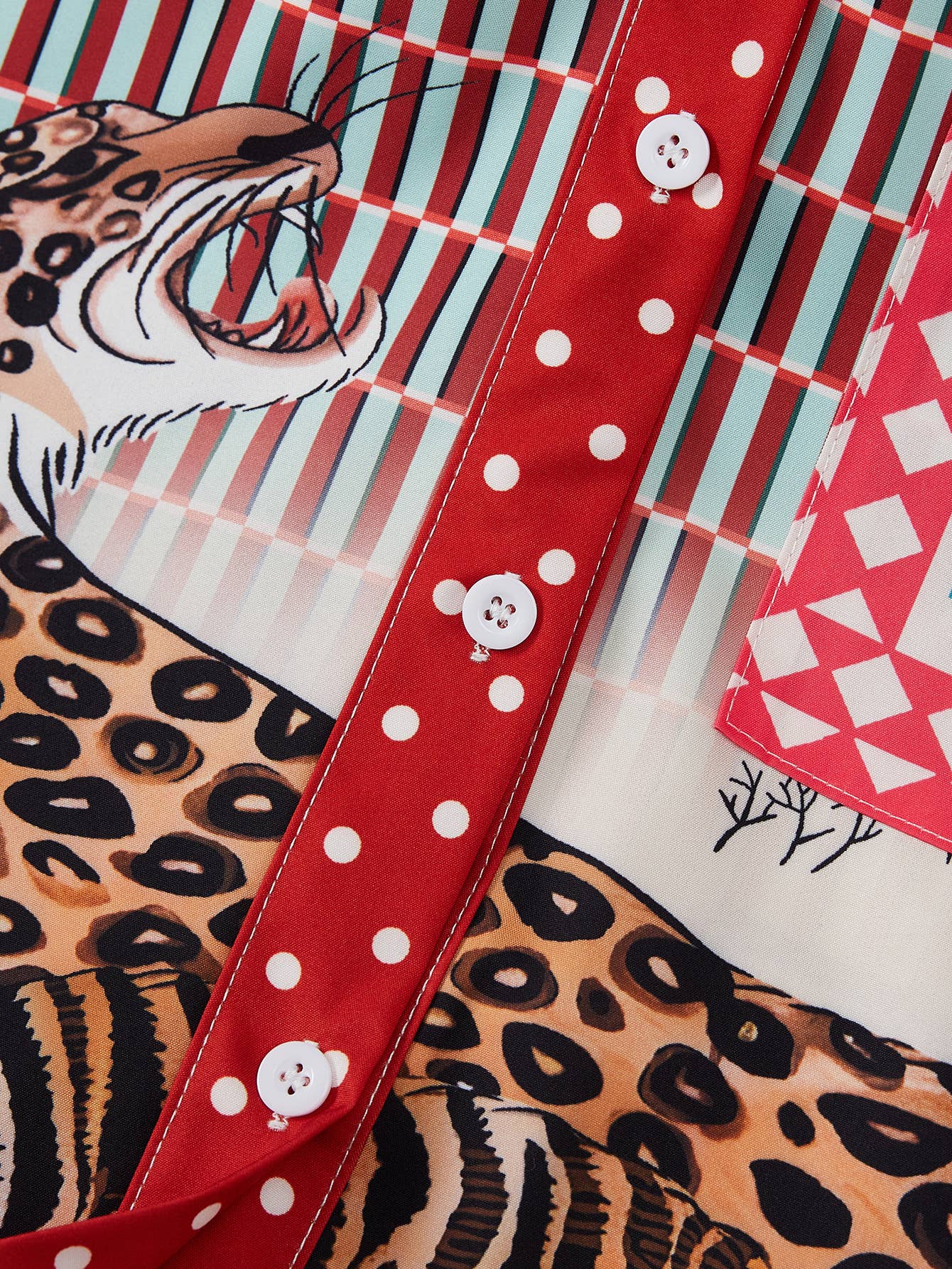 Brown Wild Animal & Floral Print Shirt Wide-Leg Pants Set for wholesale on Faire5